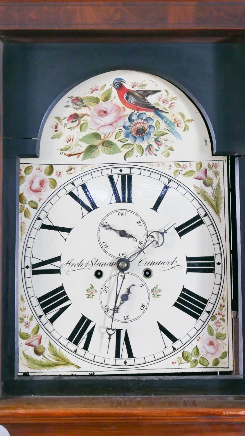 A 19th century mahogany cased longcase clock, the painted dial marked for Archibald Sliman, Cunnock, - Image 4 of 7