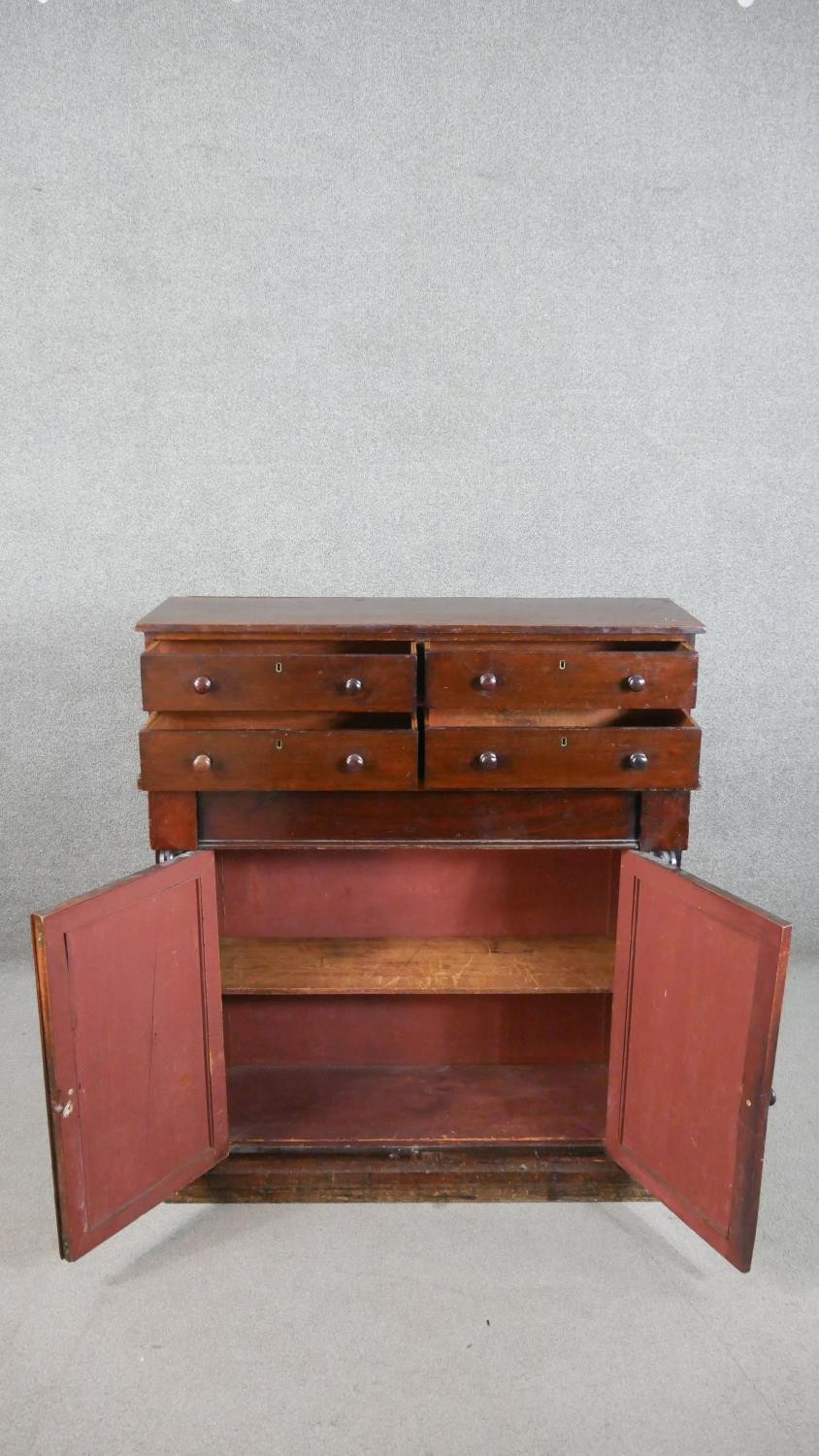 A Victorian mahogany chiffonier, surmounted by a section with two pairs of short drawers, over a - Image 2 of 6