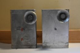 Two vintage aluminium petrol tanks. H.46 W.31 D.13cm (This item is located at our Bath saleroom)