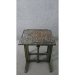 A 19th century Sheraton revival green painted metamorphic artist's easel table, of the type made