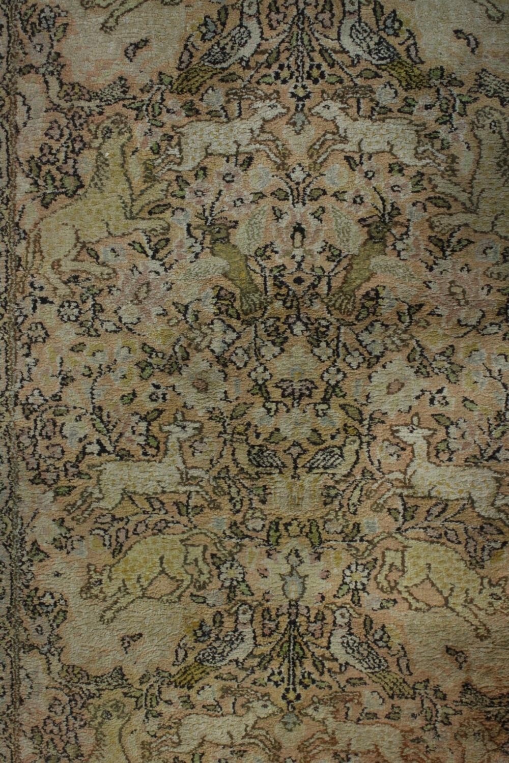 A hand made beige ground silk Kashmir Persian rug. L.160 W.95cm. - Image 4 of 5