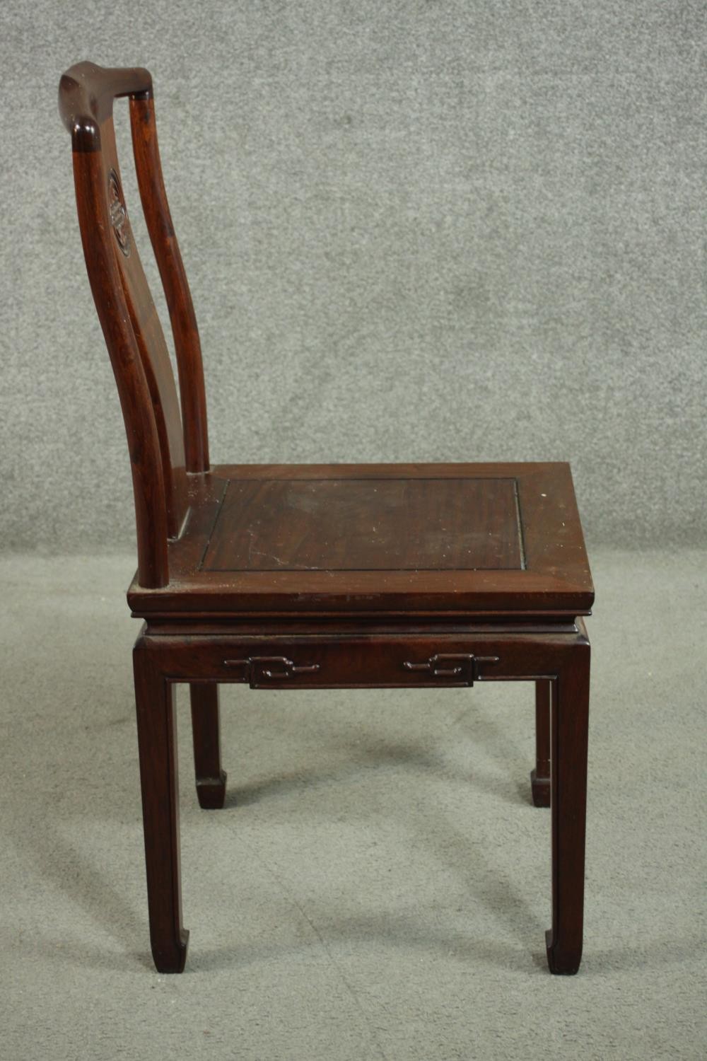 A set of eight late 20th century Chinese rosewood dining chairs including two carvers and six side - Image 4 of 11