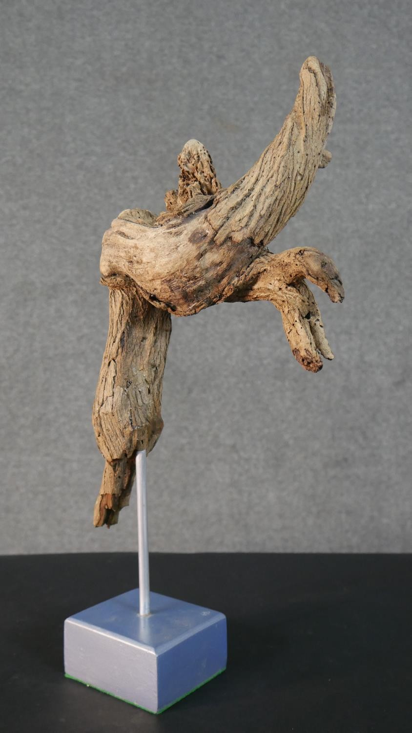 Three contemporary driftwood sculptures in various forms, each on a wooden base. H.52 W.26cm ( - Image 5 of 30
