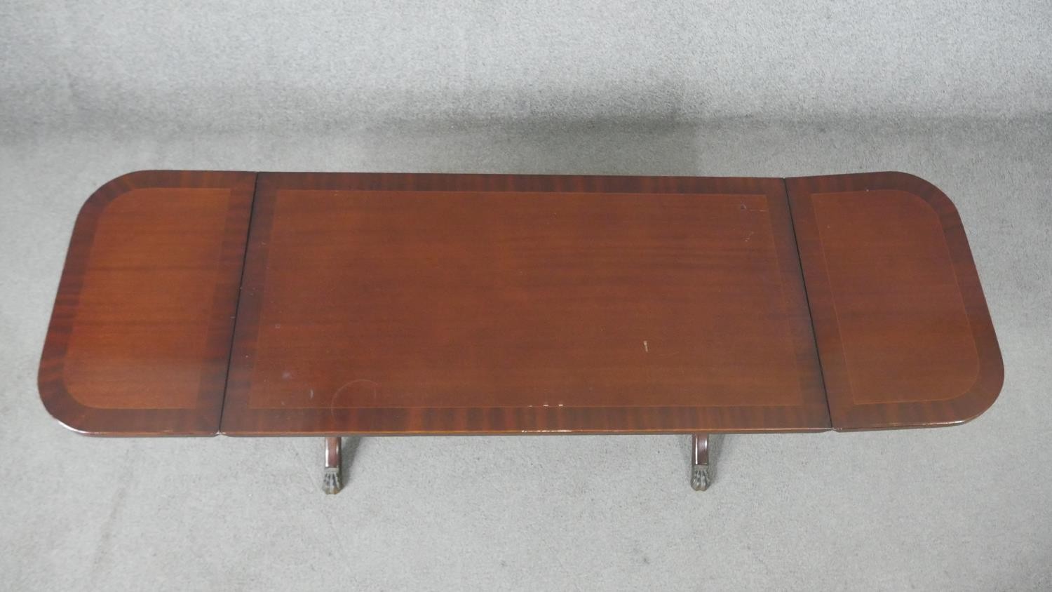 A 20th century George III style mahogany coffee table, the crossbanded top with two drop leaves, - Image 3 of 9
