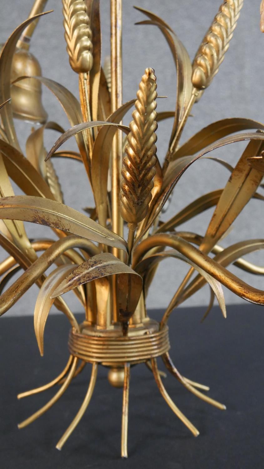 A 20th century gilt metal chandelier, in the form of a wheatsheaf, with five branches. H.48 W.43cm - Image 3 of 6