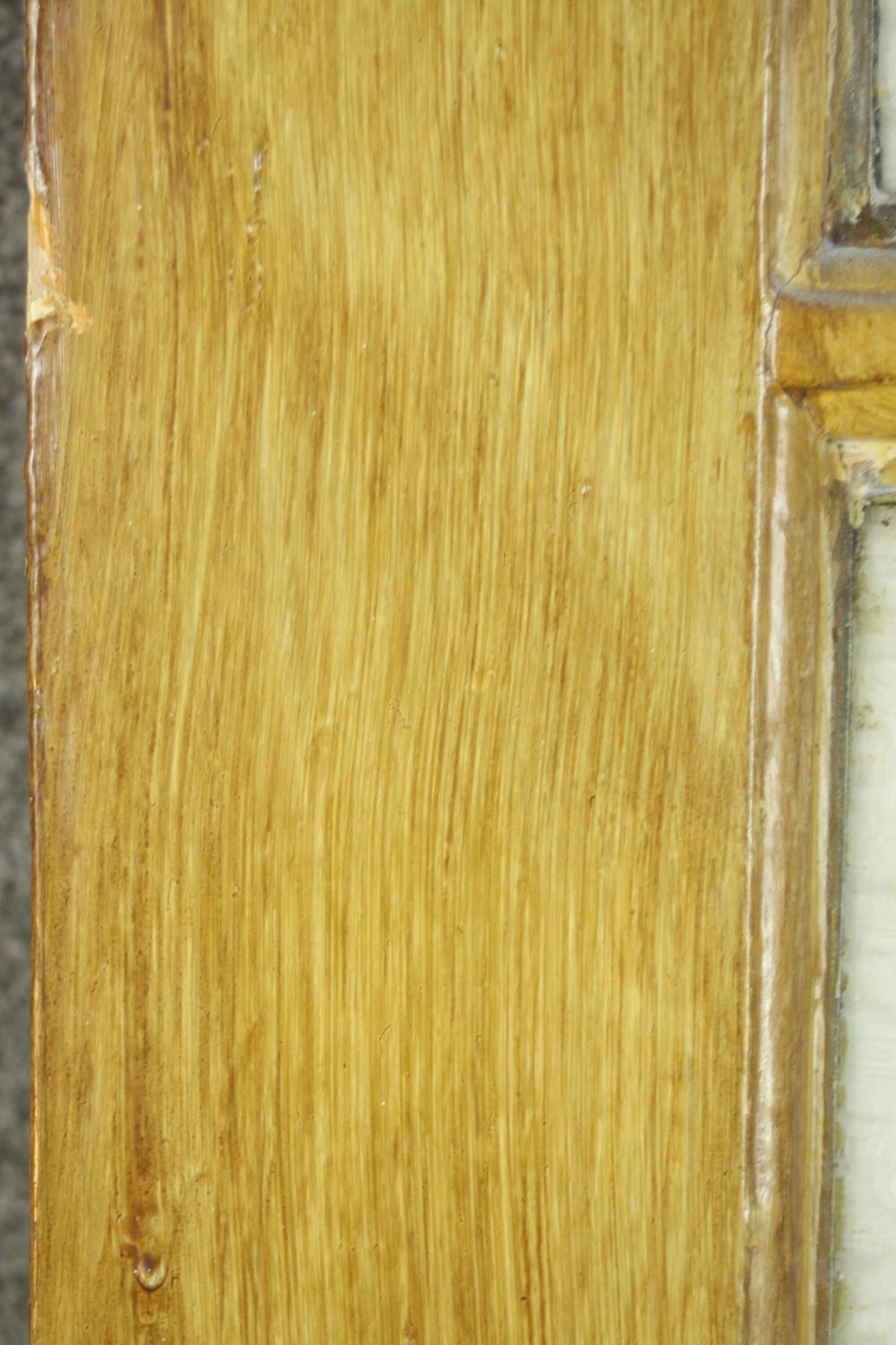 A pair of vintage simulated oak doors, lead set with textured glass panels, the reverse of one - Image 7 of 9