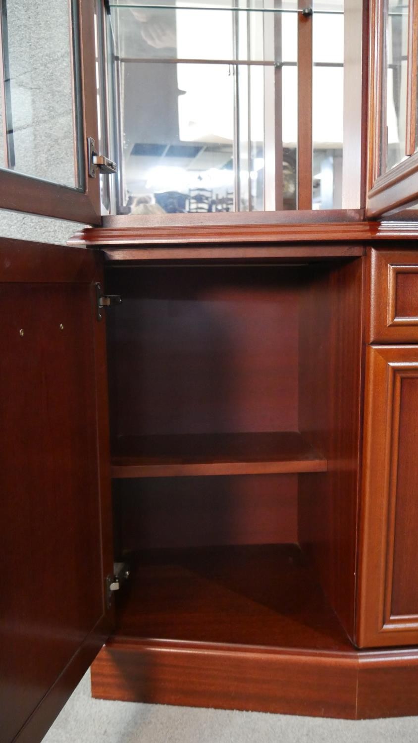 A G-Plan mahogany display cabinet, with four glazed doors, enclosing glass shelves, with a - Image 5 of 8