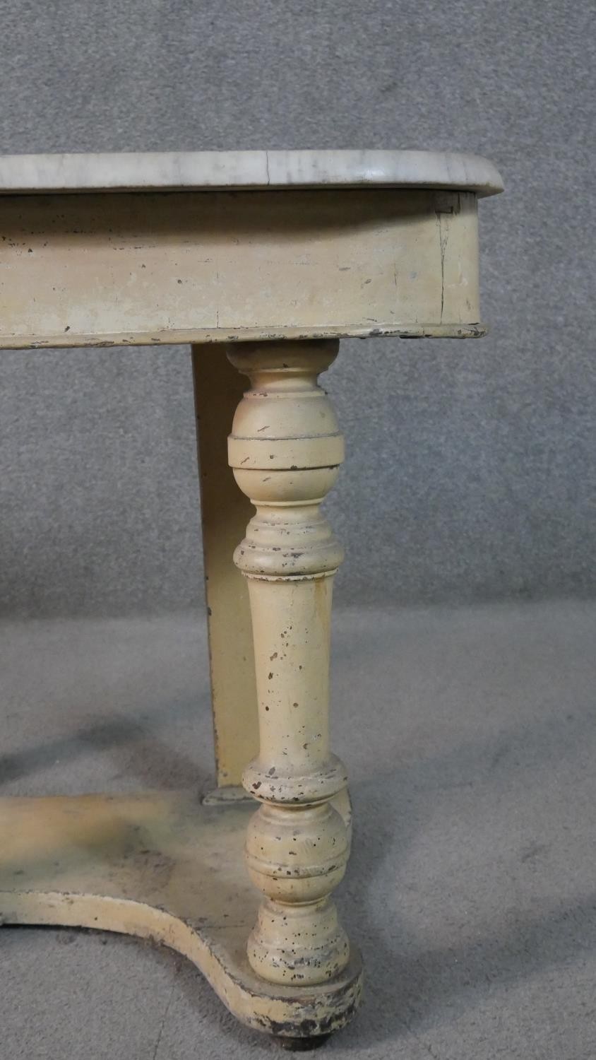 A 19th century painted marble topped washstand on turned supports. H.66 W.90 D.43cm - Image 6 of 6