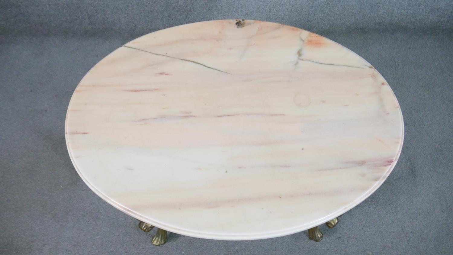 A Continental, probably Italian, carved giltwood table, the circular white marble top with a moulded - Image 4 of 5