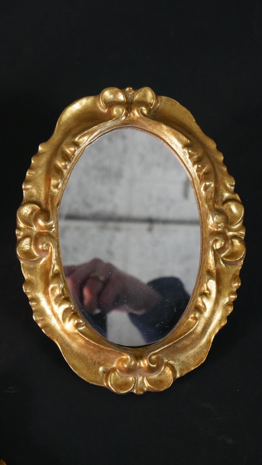 Three gilded gilt wood and gesso framed mirrors with foliate design. H.19 W.14cm (largest) - Image 3 of 5