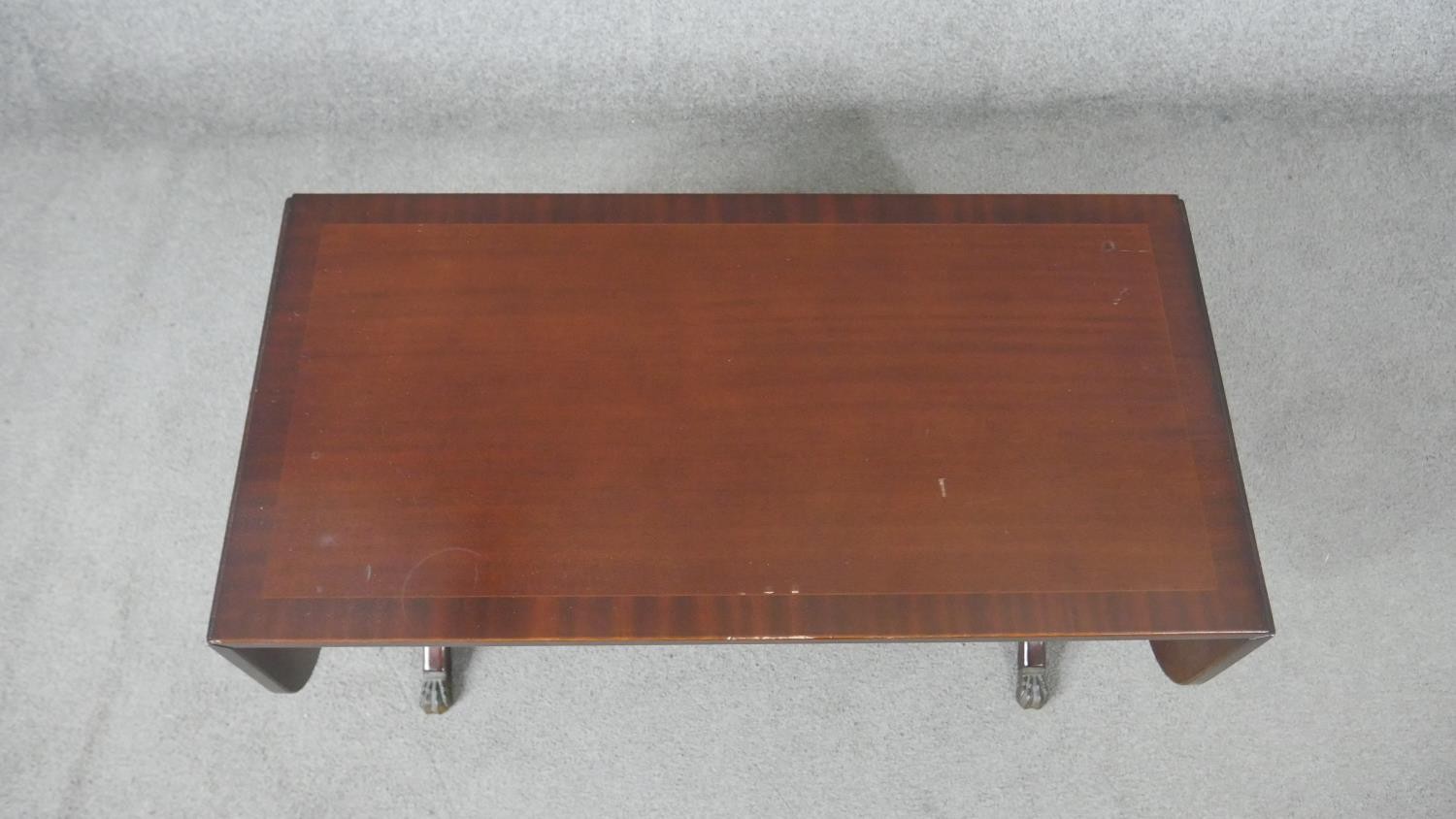A 20th century George III style mahogany coffee table, the crossbanded top with two drop leaves, - Image 2 of 9