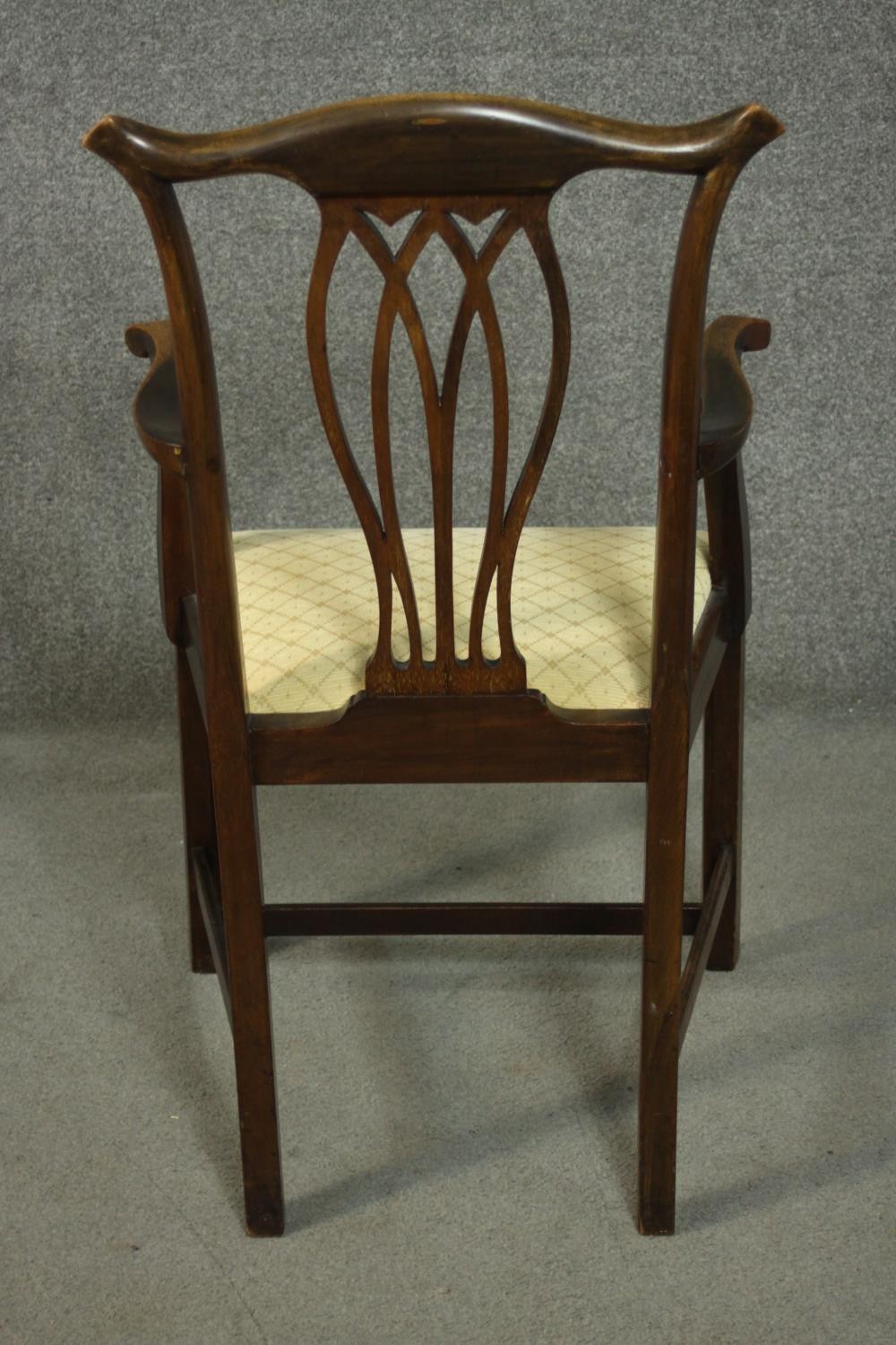 A set of six 18th century style mahogany dining chairs including two carvers and four side chairs, - Image 6 of 13