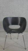 A Ron Arad Tom Vac polypropylene chair, the seat of oval ribbed form, on tubular chromed legs.