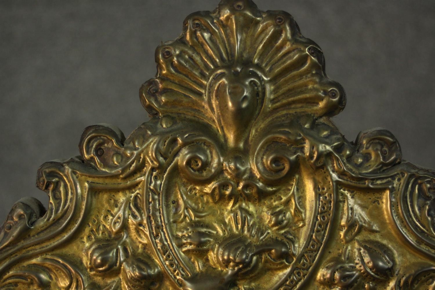 A 19th century Dutch pressed brass wall mirror, of rectangular form, within a marginal frame, with - Image 3 of 7