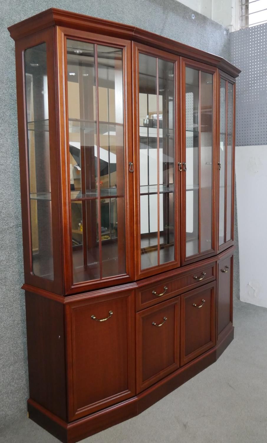 A G-Plan mahogany display cabinet, with four glazed doors, enclosing glass shelves, with a - Image 8 of 8