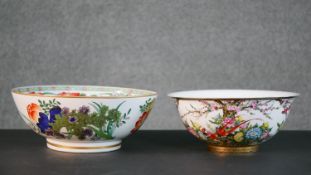 A Republic period hand painted porcelain Chinese bowl decorated with peaches and peach blossom to