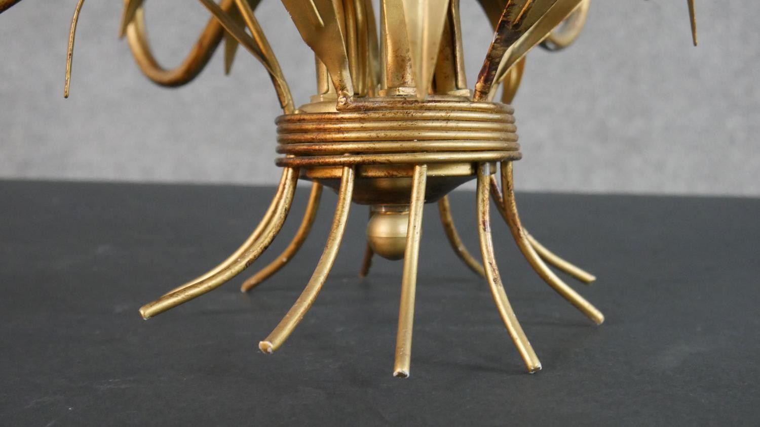 A 20th century gilt metal chandelier, in the form of a wheatsheaf, with five branches. H.48 W.43cm - Image 6 of 6