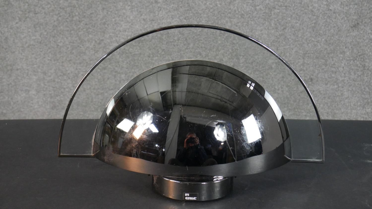 Two pairs of mid century Estiluz chrome and glass semicircular design wall lights, with makers - Image 5 of 11