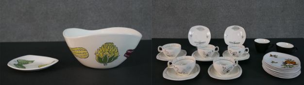 A collection of mid century Midwinter coffee, tea and dinner services, including 'Nature Study'