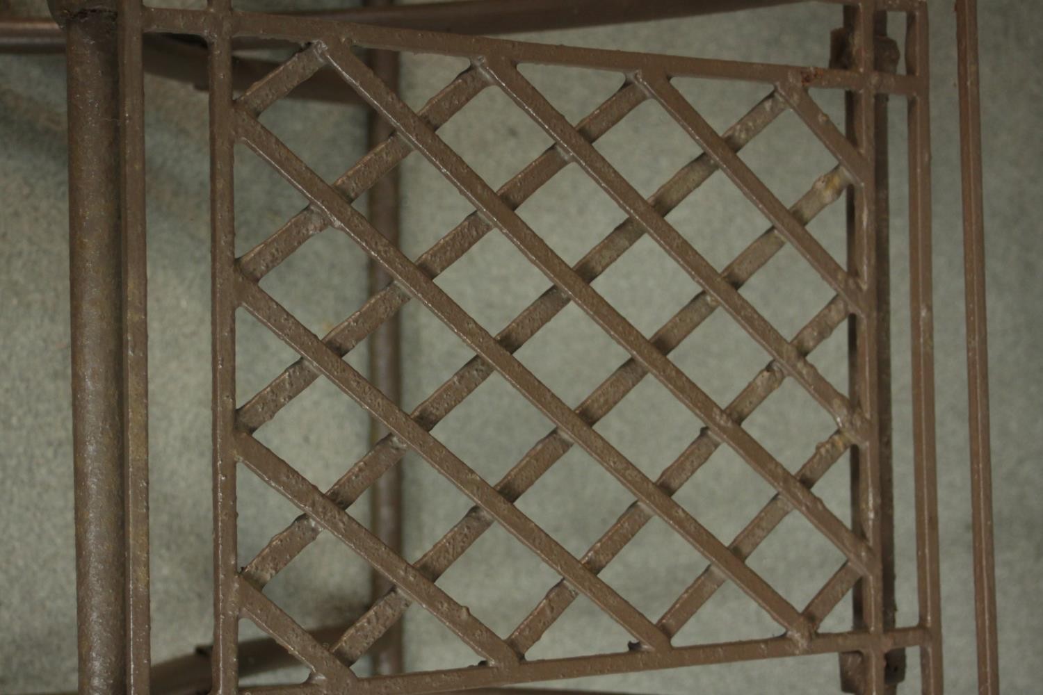 A set of four wrought iron folding garden dining chairs, with lattice back and seat. - Image 3 of 8