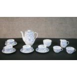 A Meissen Kobalt-Blau porcelain part six person coffee service (two saucers missing), including