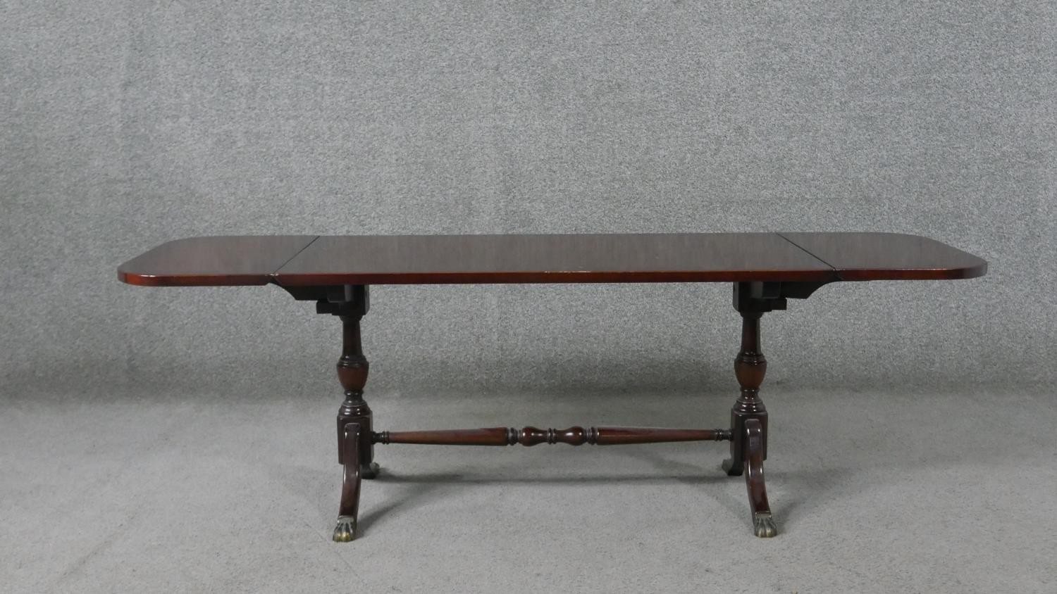 A 20th century George III style mahogany coffee table, the crossbanded top with two drop leaves, - Image 4 of 9