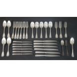 A collection of thirty three pieces of Christofle silver plated cutlery, each with maker's stamp.