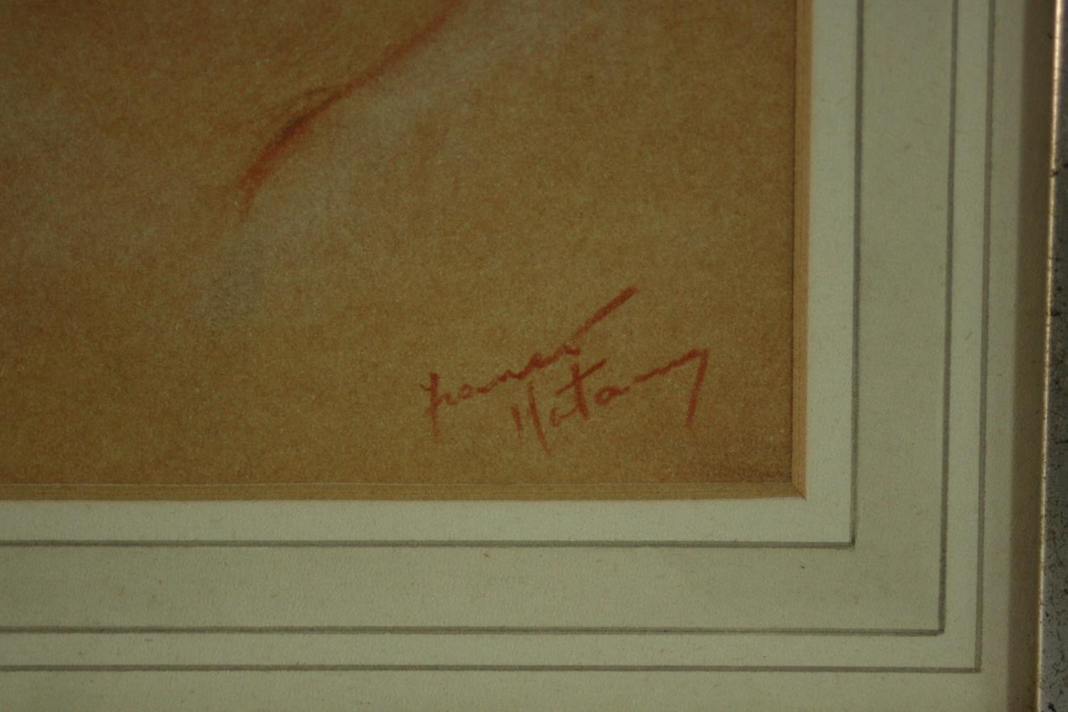 Fortunino Matania (1881-1963)- a framed and glazed pencil and crayon, nude study, signed. H.33 W. - Image 4 of 6