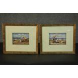 A pair of framed and glazed oil on board Impressionist style studies of sea side scenes. Unsigned.