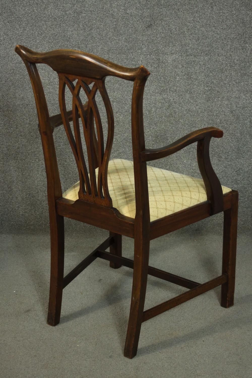 A set of six 18th century style mahogany dining chairs including two carvers and four side chairs, - Image 5 of 13