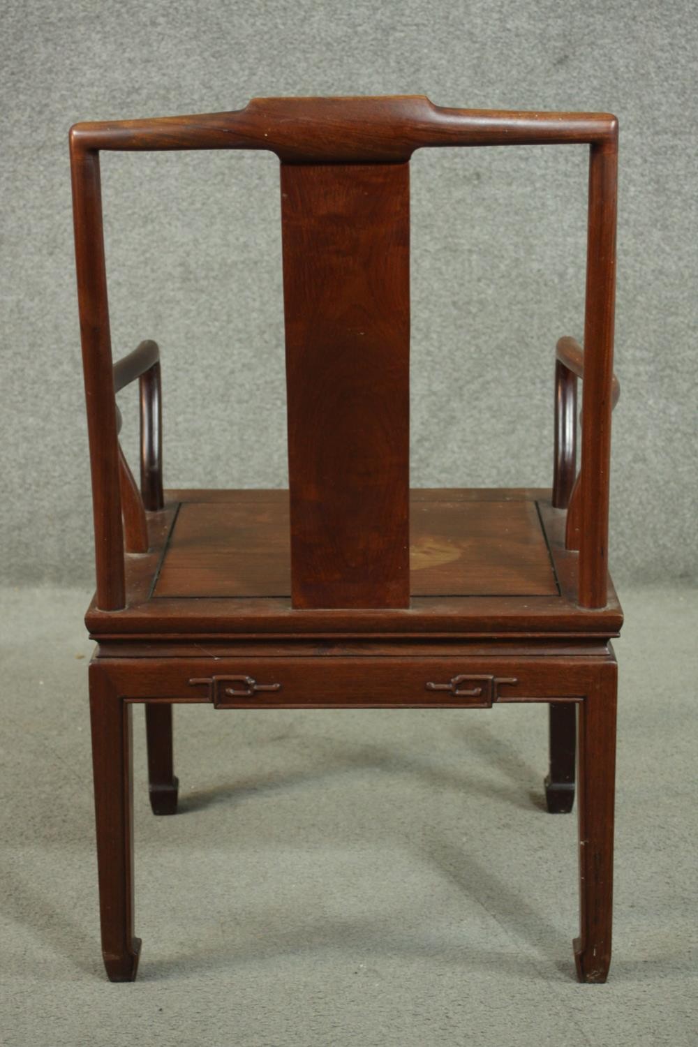 A set of eight late 20th century Chinese rosewood dining chairs including two carvers and six side - Image 10 of 11