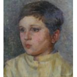 A gilt framed oil on board portrait of a young boy. Signed Cookson. H.57 W.53cm.