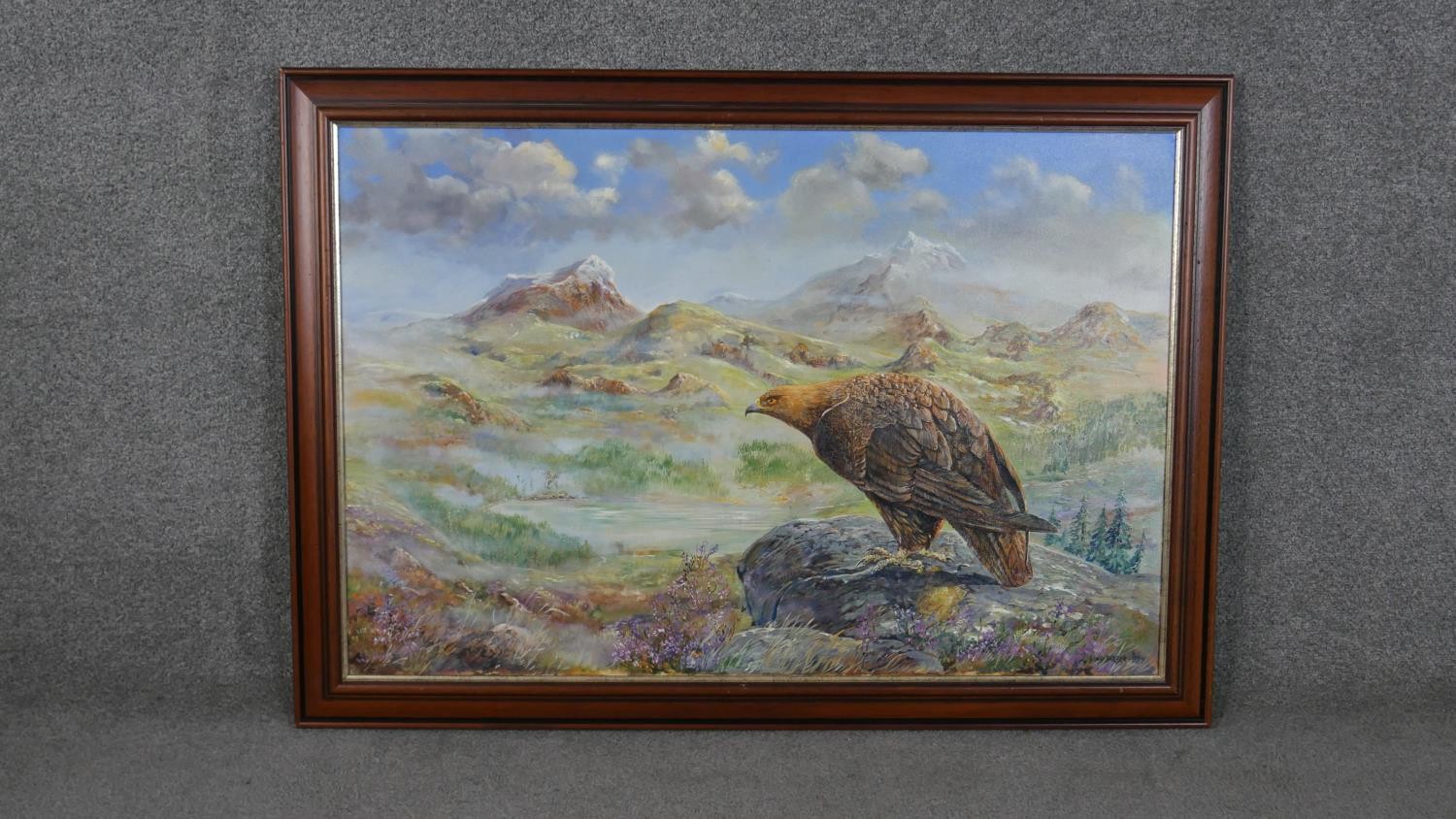 David Barber (Late 20th century school) observant eagle, oil on canvas, signed and dated '99 lower - Image 2 of 6