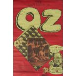 An unframed vintage advertising poster - The last issue of Oz - featuring bold lettering that