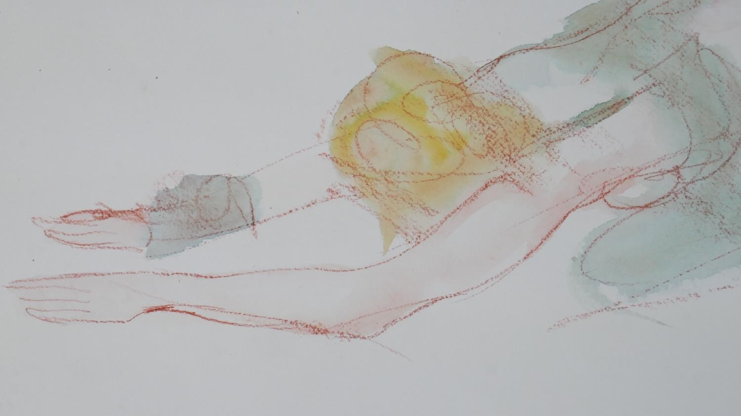 Dina Larot- 1942, watercolour and red chalk on paper, female nude, signed and dated 1983. H.44 W. - Image 4 of 6