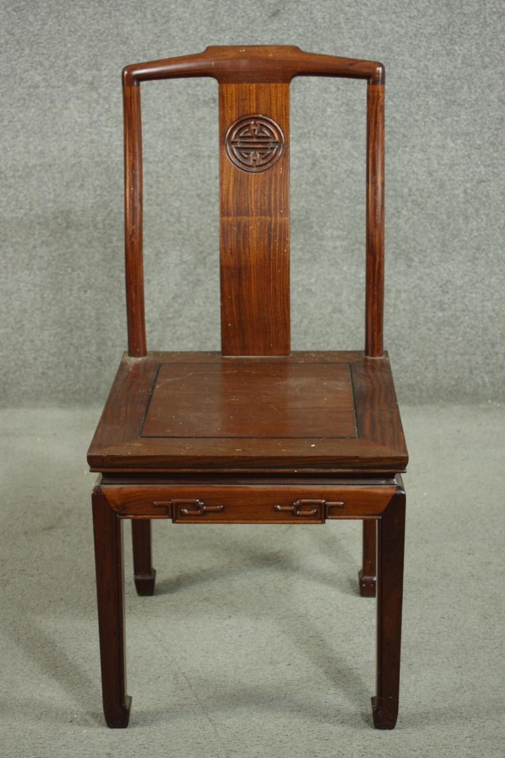A set of eight late 20th century Chinese rosewood dining chairs including two carvers and six side - Image 2 of 11