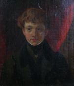 A carved giltwood framed oil on canvas portrait of a smartly dressed young boy. Unsigned. H.37 W.