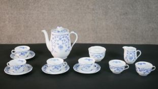 A Meissen Kobalt-Blau porcelain part six person coffee service (two saucers missing), including