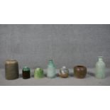 A collection of seven pieces of mid century glazed art pottery. H.29cm (largest)