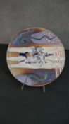 A Matthew Patton Orcas Island Studio art pottery abstract design glazed plate, signed Patton to