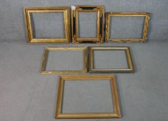 A collection of six giltwood and gesso picture frames, some with stylised foliate design. H.59 W.