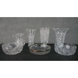 A collection of hand cut cut crystal, including a J.G. Durand fluted crystal vase, stamped to