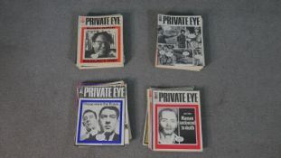 A large collection of Private Eye magazines, more than 100 copies, including editions from the 1960s