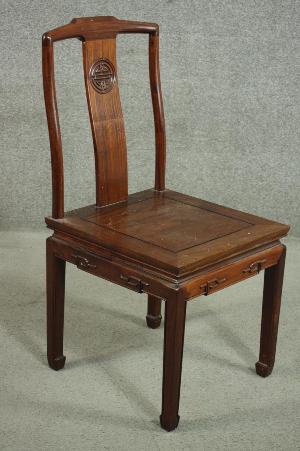 A set of eight late 20th century Chinese rosewood dining chairs including two carvers and six side - Image 3 of 11