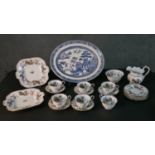 A part six person Aynsley Pagoda pattern tea set (one saucer missing) and a blue and white Chinese