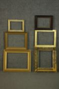 A collection of six picture frames, five gilt wood, one with moulded detailing. H.41 W.50cm. (