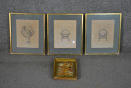 Three 19th century engravings of different scientific spheres along with a gilt framed and glazed