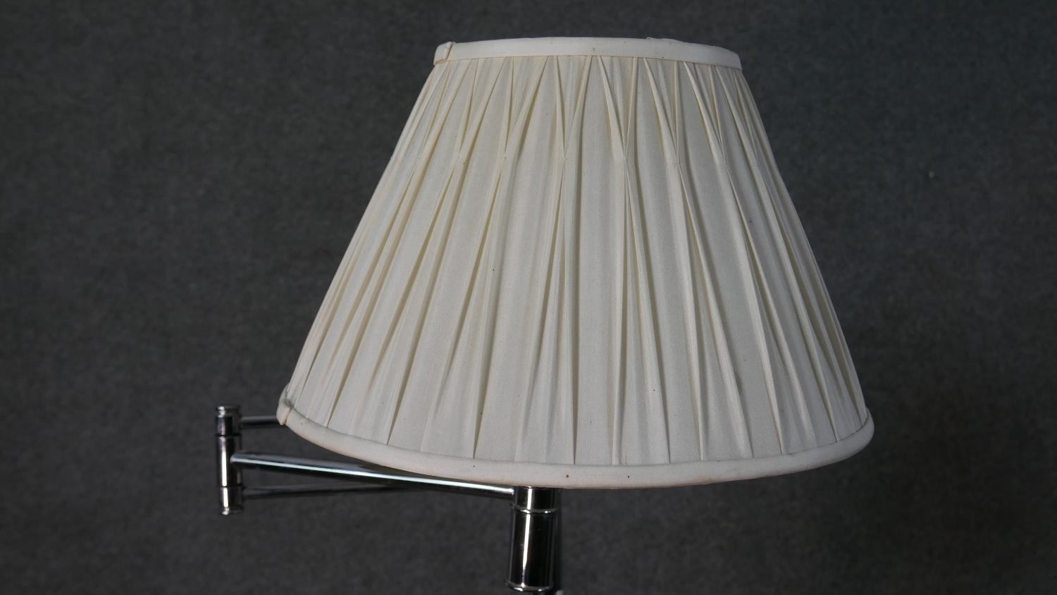 K&L Belysning Co, Denmark, a pair of circa 1960s adjustable chrome reading lamps, with white pleated - Image 3 of 8