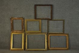 A collection of six picture frames, including six carved giltwood and gesso frames with various
