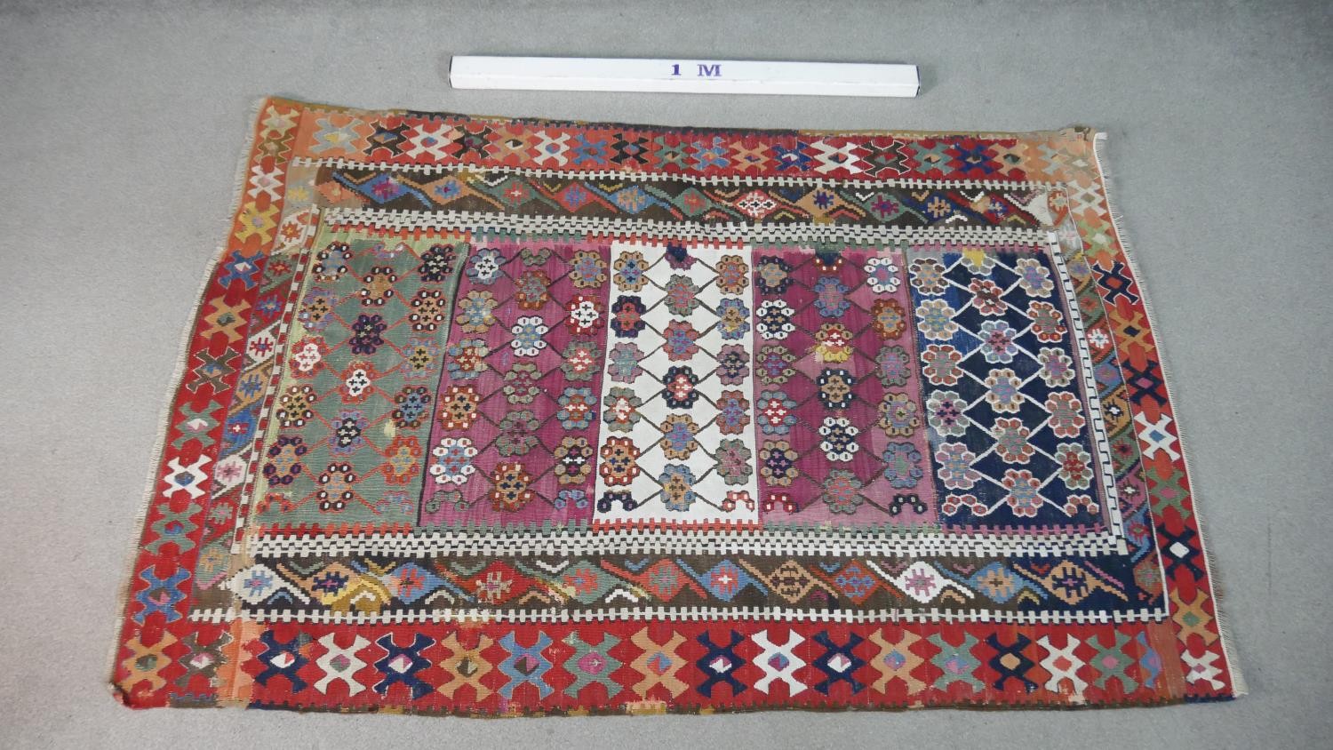 A flatweave Kelim rug with all over polychrome stylised design. L.180 W.120cm - Image 3 of 9